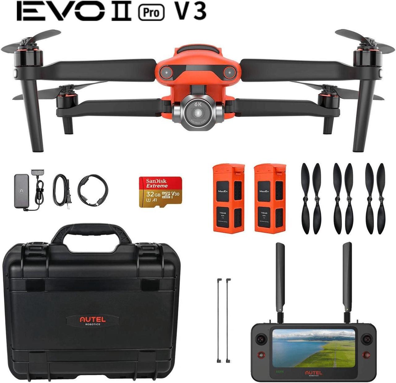 Main image of Autel Robotics EVO II Pro V3 Rugged Bundle (Orange) 6K HD Video Smart Controller Son-y 1" CMOS &12-Bit Image 6K HDR Video, Moonlight Algorithm 2.0 (ISO 44000) 40 Minutes, 15KM Transmission