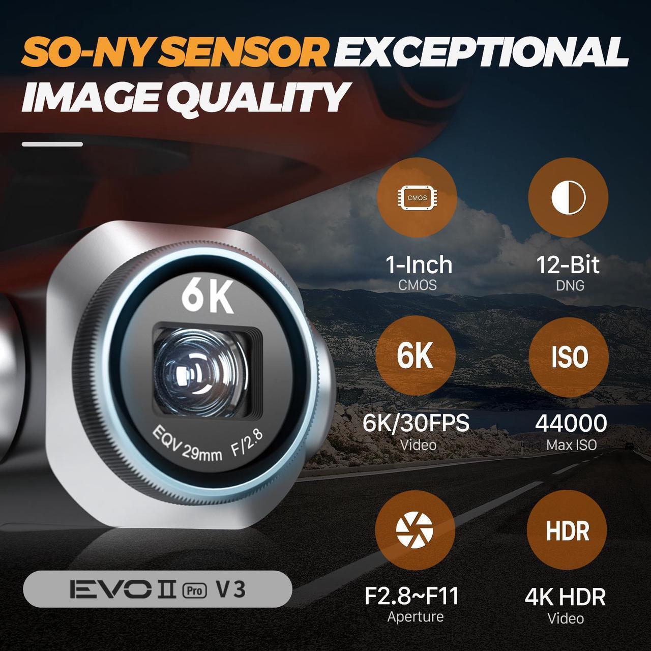 Alt view image 2 of 7 - Autel Robotics EVO II Pro V3 Rugged Bundle (Orange) 6K HD Video Smart Controller Son-y 1" CMOS &12-Bit Image 6K HDR Video, Moonlight Algorithm 2.0 (ISO 44000) 40 Minutes, 15KM Transmission
