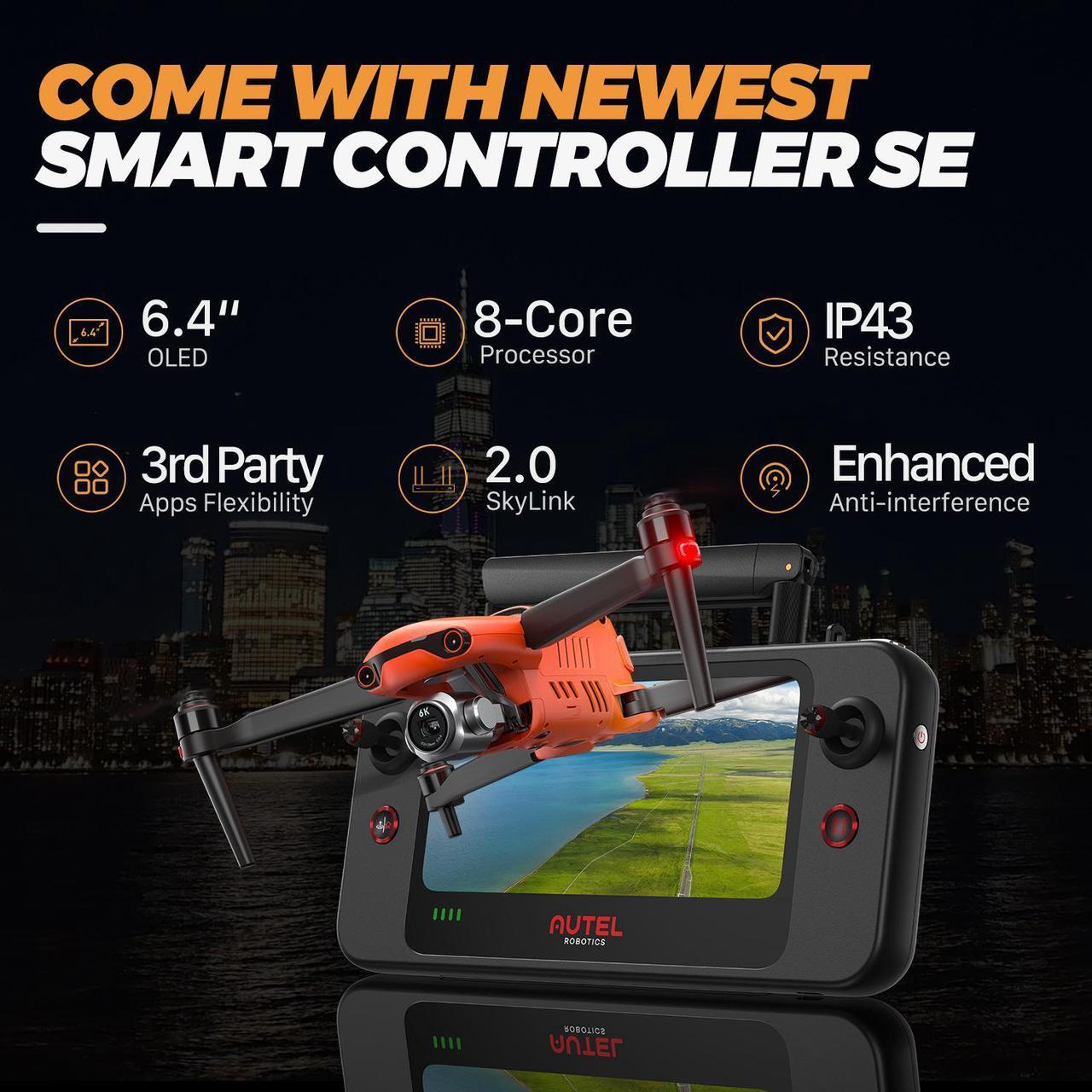Alt view image 7 of 7 - Autel Robotics EVO II Pro V3 Rugged Bundle (Orange) 6K HD Video Smart Controller Son-y 1" CMOS &12-Bit Image 6K HDR Video, Moonlight Algorithm 2.0 (ISO 44000) 40 Minutes, 15KM Transmission