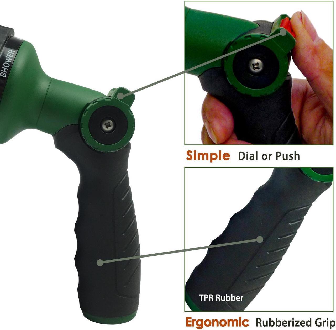 Alt view image 4 of 7 - H2O WORKS Garden Hose Nozzle Thumb Control Heavy Duty Metal Water Nozzle with Adjustable Watering Patterns High Pressure Hose Nozzle Sprayer, Pefect for Car Washing and Pets Showering