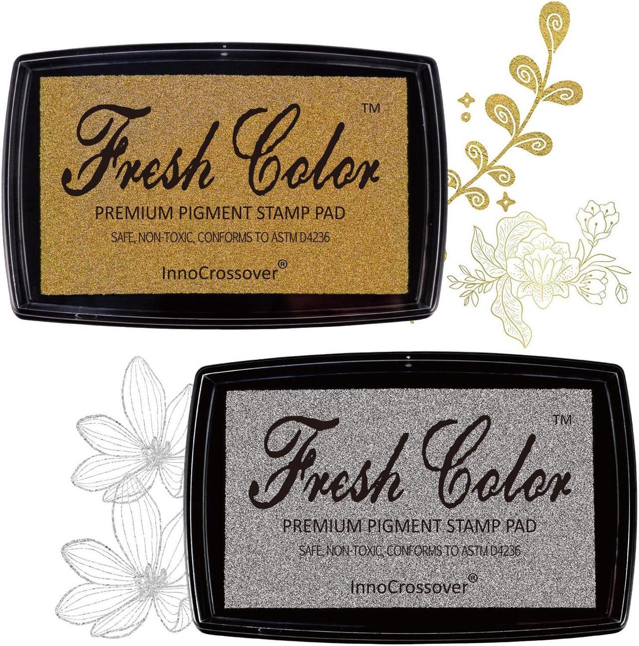 Alt view image 5 of 7 - Ink Pads for Rubber Stamps,Stamp Pad,Stamps for Crafts, Scrapbooking Supplies, Card Making, Embossing Ink, Permanent Ink Pads, Non Toxic, Safe (Gold Ink Pad)