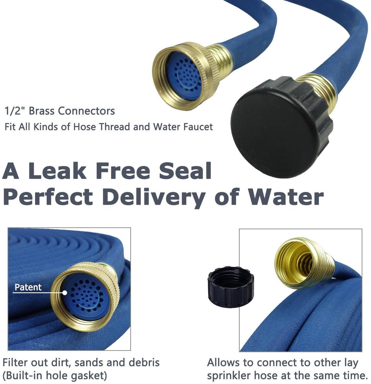 Alt view image 5 of 7 - Garden Flat Soaker Hose 1/2 in x 25ft,MHeavy Duty Metal Hose Connector Ends, Perfect Delivery of Water,Garden Flower Bed and Vegetable Patch,Landscaping, Savings 80% Water 25 ft.