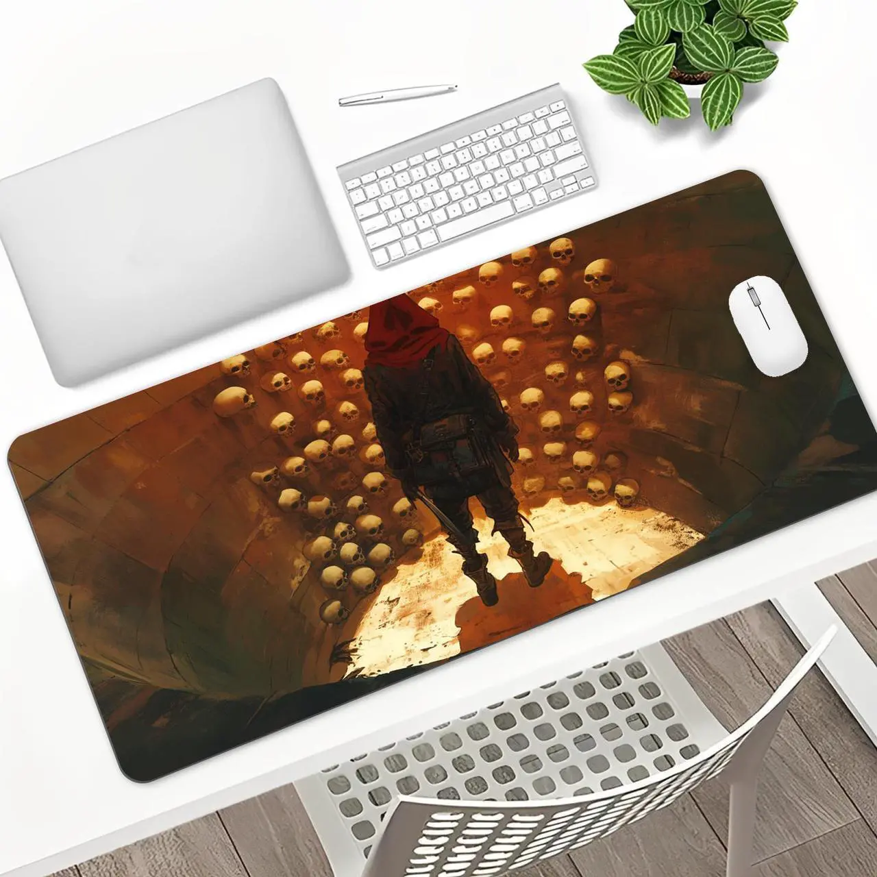 Alt view image 2 of 7 - TURTLEDOVE Skull cemetery Mouse Pad - Mouse Mat for Home and Office, Large Gaming Mousepad Laptop Keyboard Mat with Non-Slip Rubber Base, Stitched Edges 30*60cm