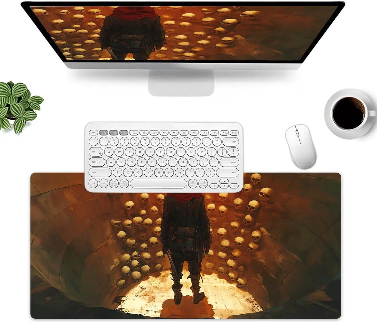 Main image of TURTLEDOVE Skull cemetery Mouse Pad - Mouse Mat for Home and Office, Large Gaming Mousepad Laptop Keyboard Mat with Non-Slip Rubber Base, Stitched Edges 30*60cm