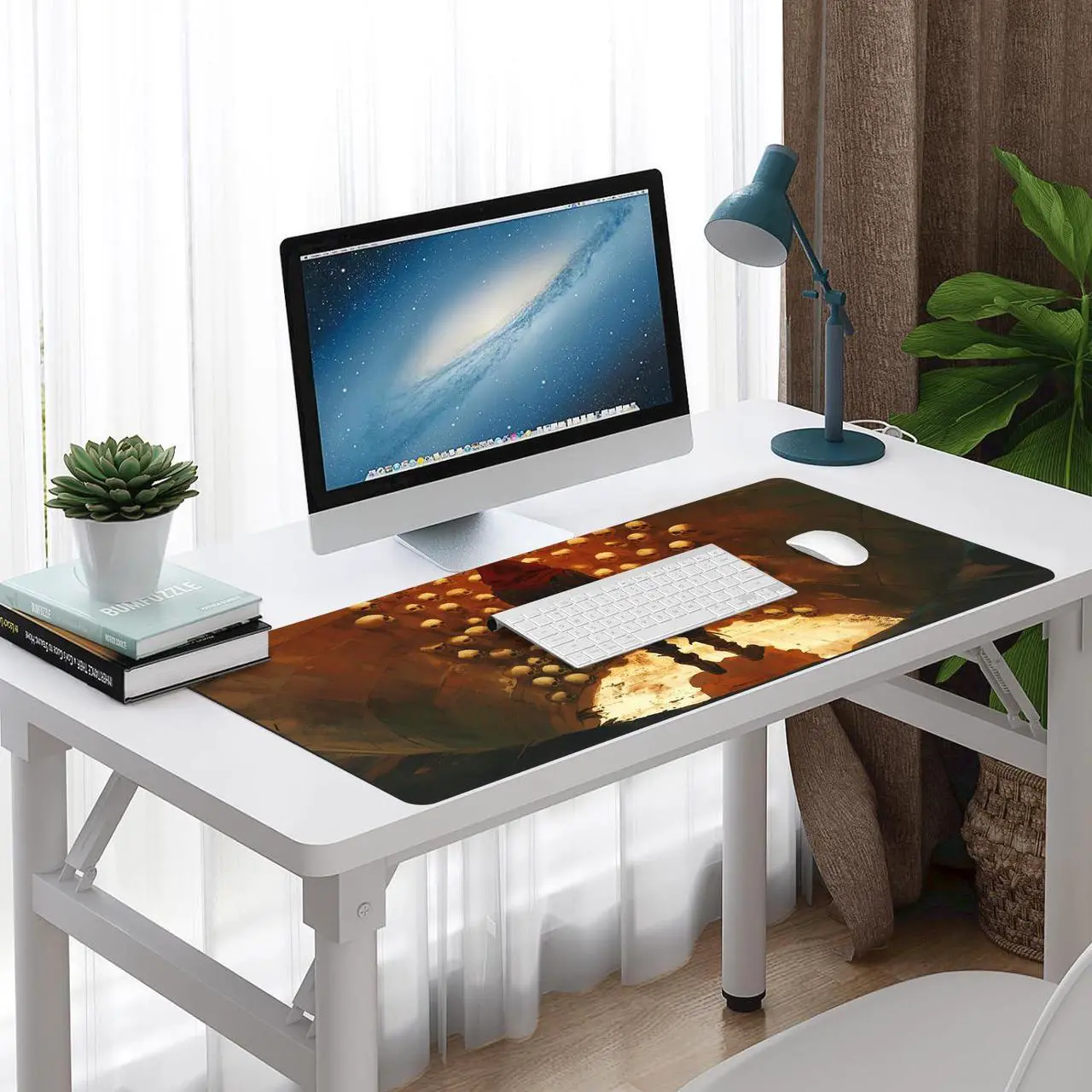 Alt view image 3 of 7 - TURTLEDOVE Skull cemetery Mouse Pad - Mouse Mat for Home and Office, Large Gaming Mousepad Laptop Keyboard Mat with Non-Slip Rubber Base, Stitched Edges 30*60cm