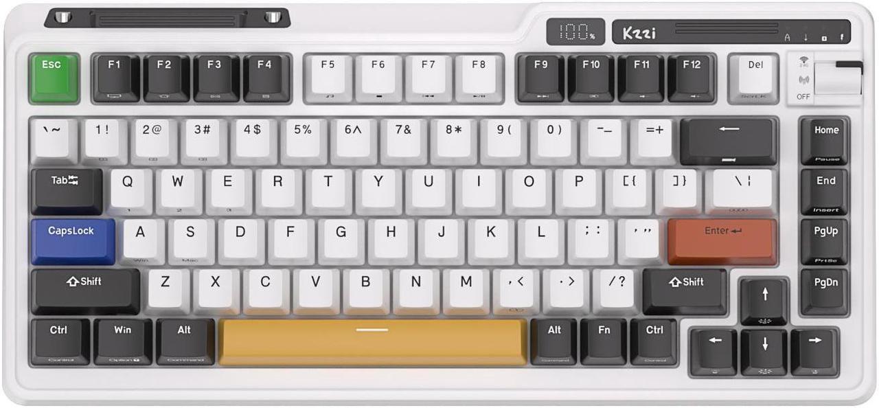 KZZI K75 Pro Gasket Structure Tri-mode Mechanical Keyboard 82 Keys 75% RGB Backlit 2.4G Wireless Bluetooth PBT Keycap Gamer Keyboard Brown Switch Black / White