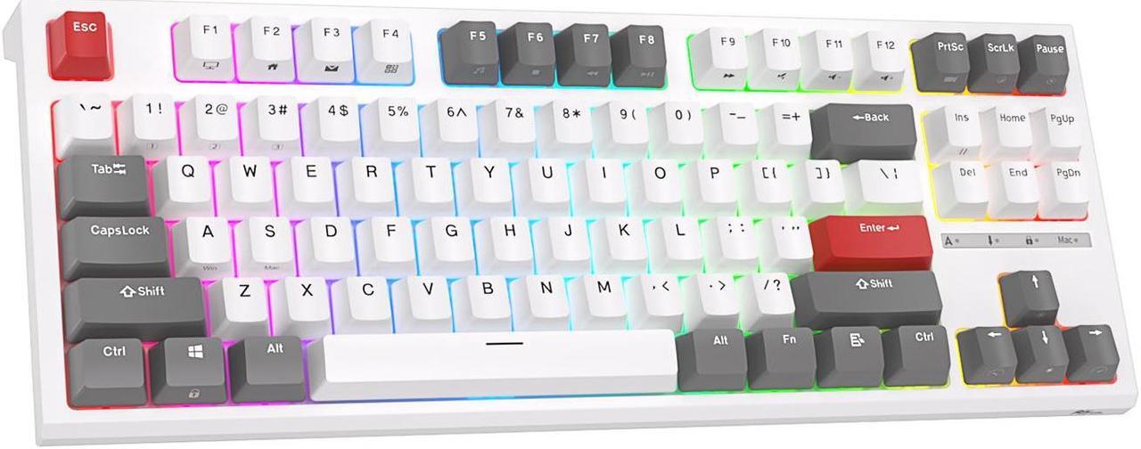 RK ROYAL KLUDGE R87 ROYAL KLUDGE Wired Mechanical Keyboard 87 Keys RGB Backlit Hot Swap Gaming Keyboard Customised Keycaps with Dust Cover Brown Switch White