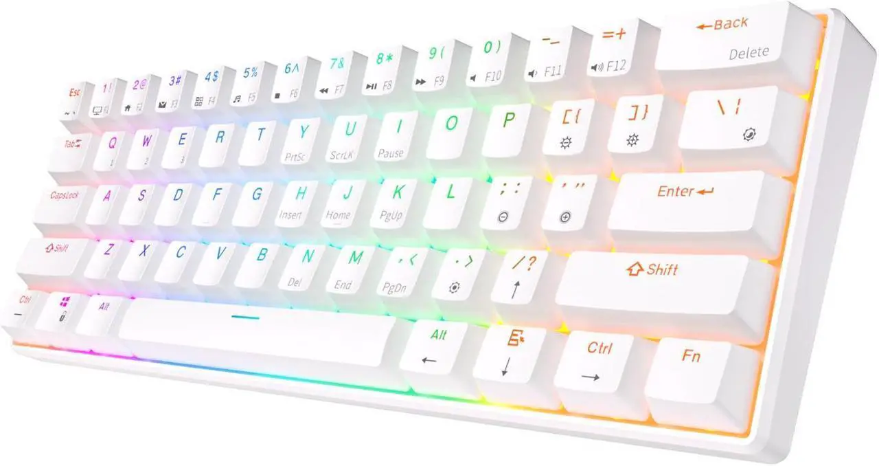 Alt view image 2 of 5 - RK ROYAL KLUDGE RK61 Tri-mode BT5.0/2.4G/USB Mechanical Keyboard 60% 61 Keys RGB Hot-swappable Bluetooth Wireless Gamer Keyboard Brown Switch White