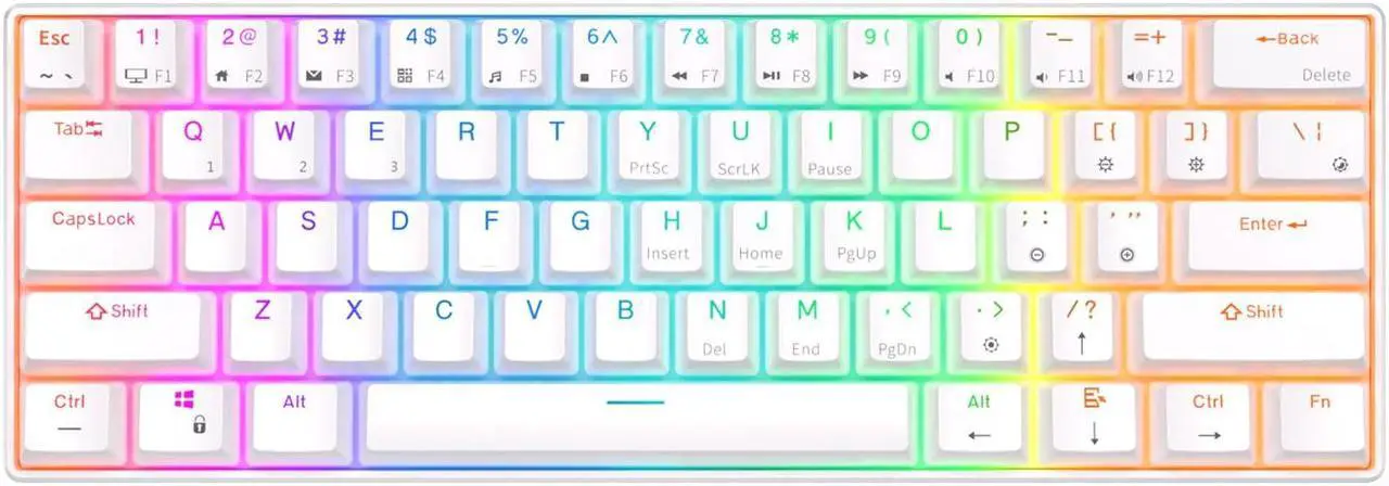 Alt view image 3 of 5 - RK ROYAL KLUDGE RK61 Tri-mode BT5.0/2.4G/USB Mechanical Keyboard 60% 61 Keys RGB Hot-swappable Bluetooth Wireless Gamer Keyboard Brown Switch White