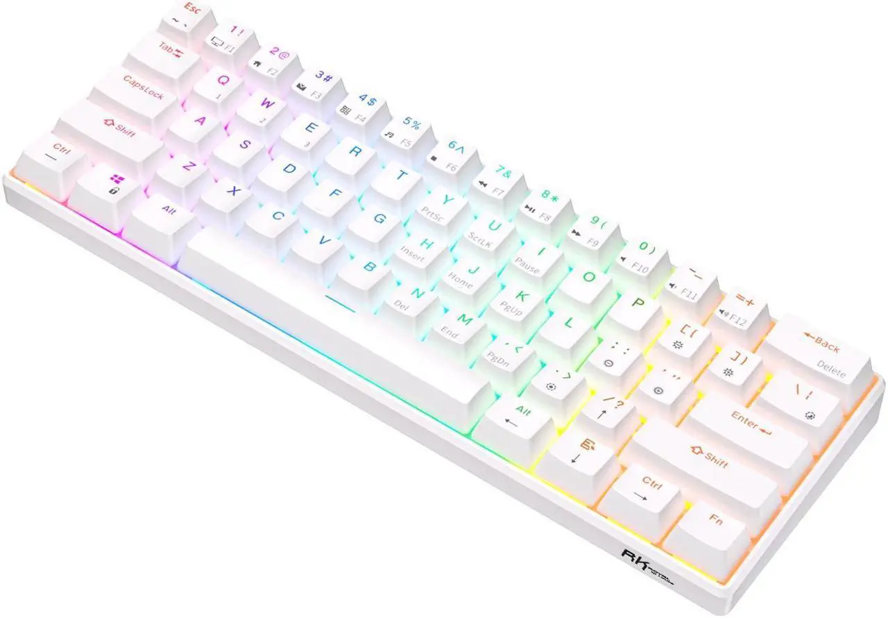 Alt view image 5 of 5 - RK ROYAL KLUDGE RK61 Tri-mode BT5.0/2.4G/USB Mechanical Keyboard 60% 61 Keys RGB Hot-swappable Bluetooth Wireless Gamer Keyboard Brown Switch White