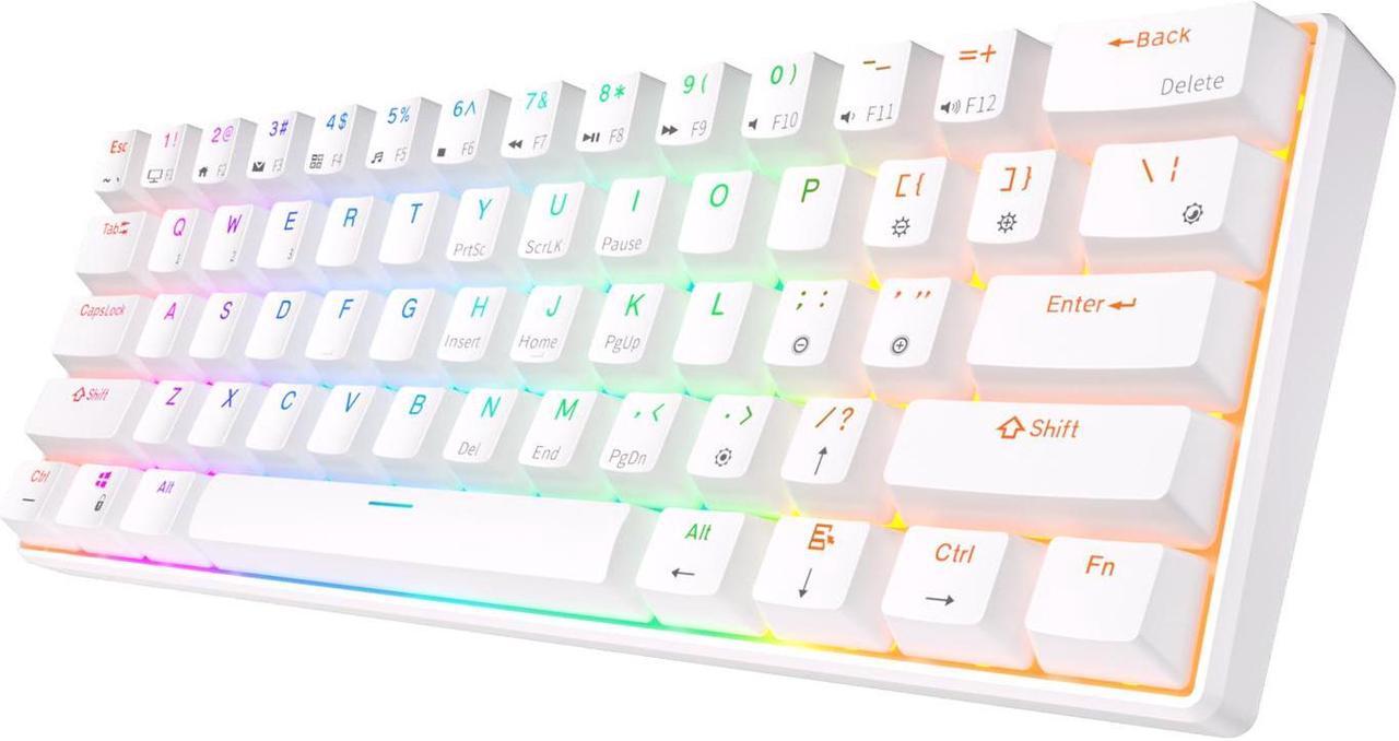 Alt view image 3 of 5 - RK ROYAL KLUDGE RK61 Tri-mode BT5.0/2.4G/USB Mechanical Keyboard 60% 61 Keys RGB Hot-swappable Bluetooth Wireless Gamer Keyboard Red Switch White