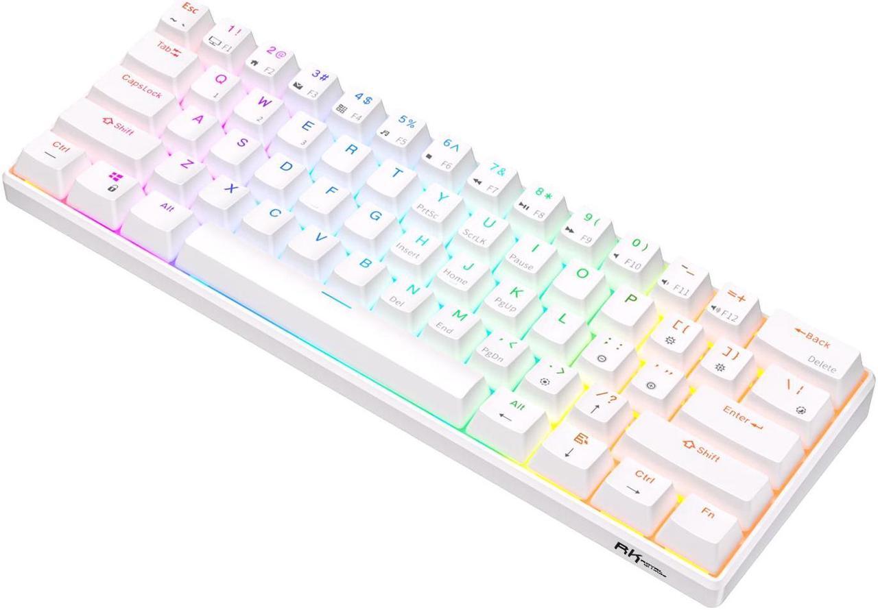 Alt view image 5 of 5 - RK ROYAL KLUDGE RK61 Tri-mode BT5.0/2.4G/USB Mechanical Keyboard 60% 61 Keys RGB Hot-swappable Bluetooth Wireless Gamer Keyboard Red Switch White