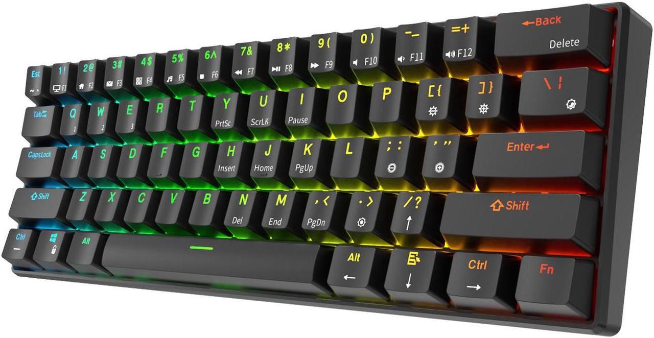 Alt view image 5 of 6 - RK ROYAL KLUDGE RK61 Tri-mode BT5.0/2.4G/USB Mechanical Keyboard 60% 61 Keys RGB Hot-swappable Bluetooth Wireless Gamer Keyboard Blue Switch Black