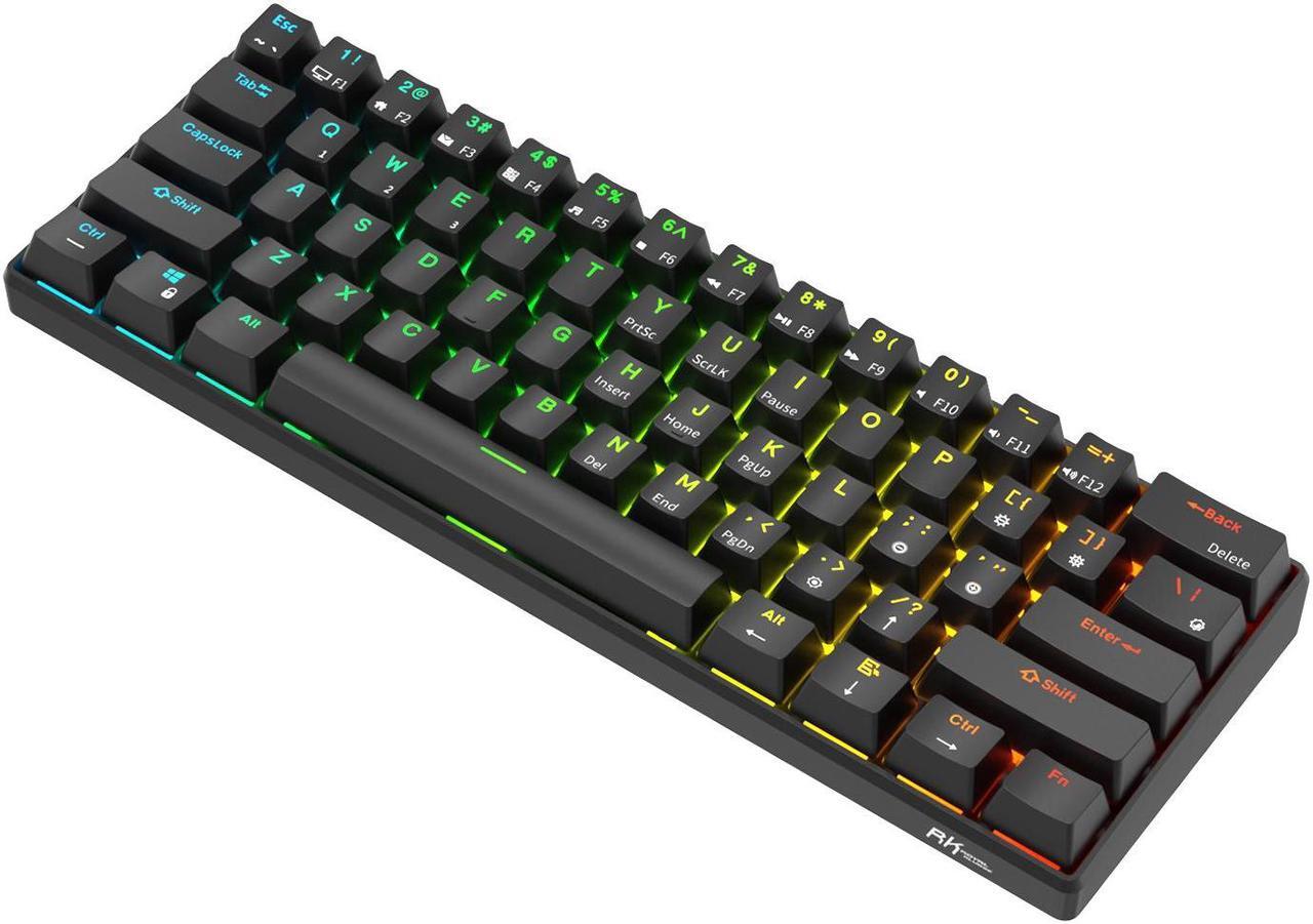Alt view image 4 of 6 - RK ROYAL KLUDGE RK61 Tri-mode BT5.0/2.4G/USB Mechanical Keyboard 60% 61 Keys RGB Hot-swappable Bluetooth Wireless Gamer Keyboard Blue Switch Black