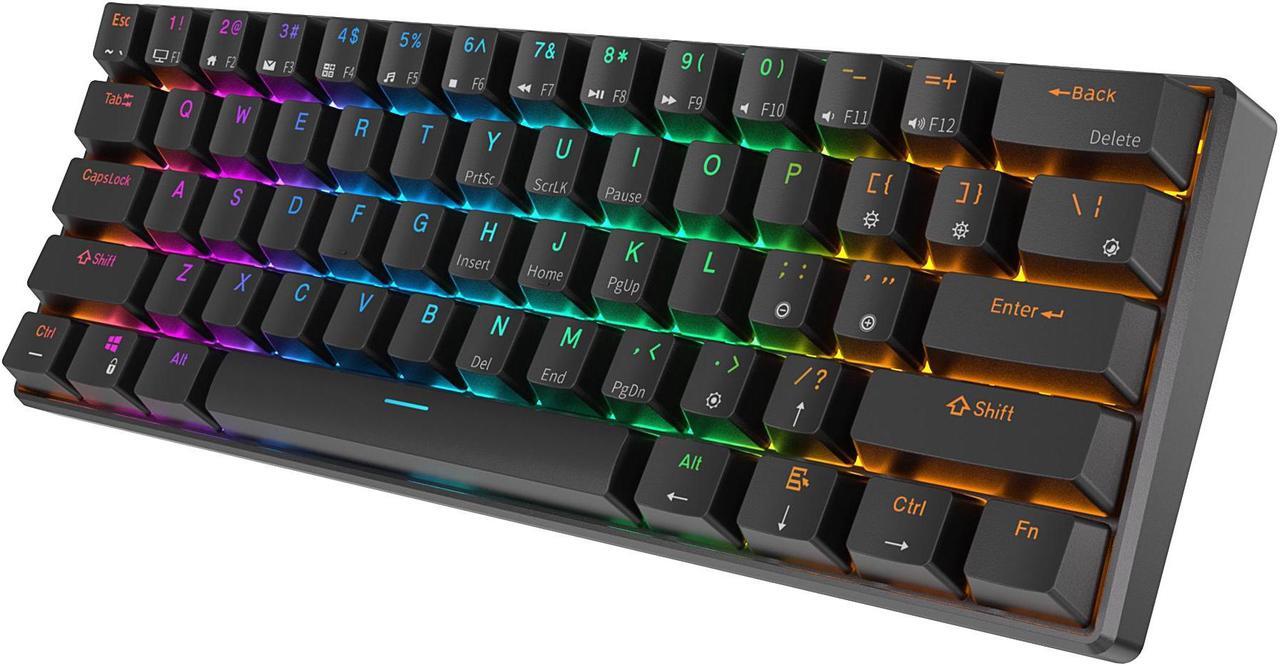 Alt view image 6 of 6 - RK ROYAL KLUDGE RK61 Tri-mode BT5.0/2.4G/USB Mechanical Keyboard 60% 61 Keys RGB Hot-swappable Bluetooth Wireless Gamer Keyboard Blue Switch Black