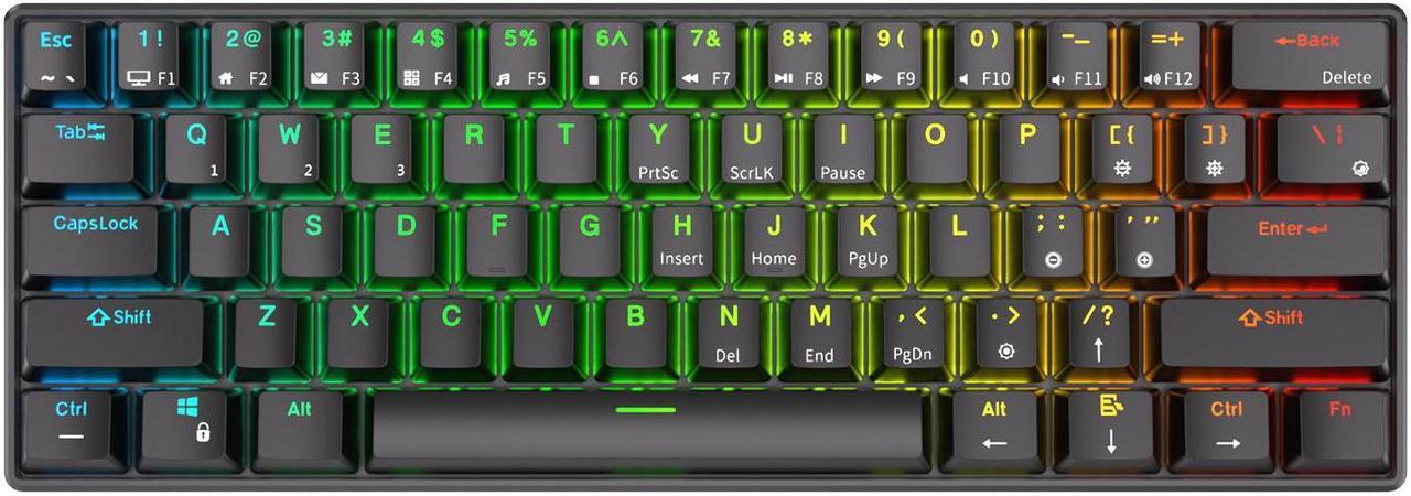 Alt view image 2 of 6 - RK ROYAL KLUDGE RK61 Tri-mode BT5.0/2.4G/USB Mechanical Keyboard 60% 61 Keys RGB Hot-swappable Bluetooth Wireless Gamer Keyboard Blue Switch Black
