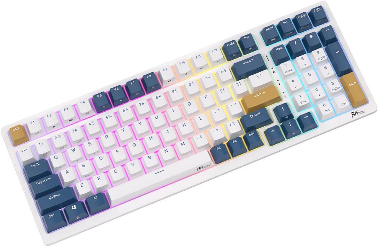 Alt view image 3 of 6 - RK Royal Kludge RK98 2.4G Wireless Gaming Mechanical Keyboard 100 Keys RGB Backlight Hot-swappable Bluetooth Russian Keyboard Red Switch White