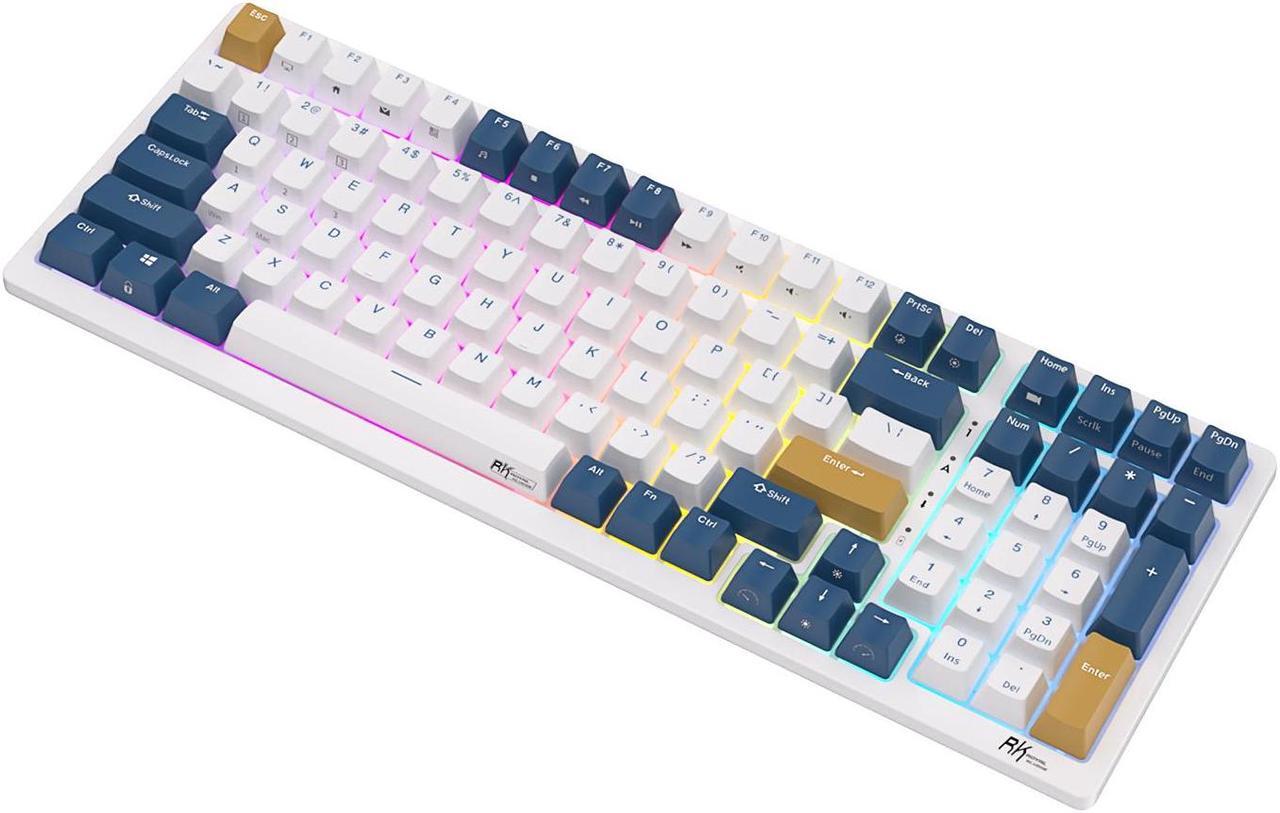 Alt view image 4 of 6 - RK Royal Kludge RK98 2.4G Wireless Gaming Mechanical Keyboard 100 Keys RGB Backlight Hot-swappable Bluetooth Russian Keyboard Red Switch White