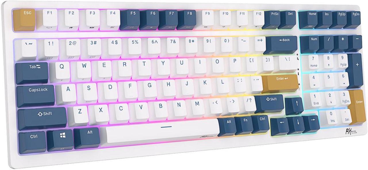 Main image of RK Royal Kludge RK98 2.4G Wireless Gaming Mechanical Keyboard 100 Keys RGB Backlight Hot-swappable Bluetooth Russian Keyboard Red Switch White