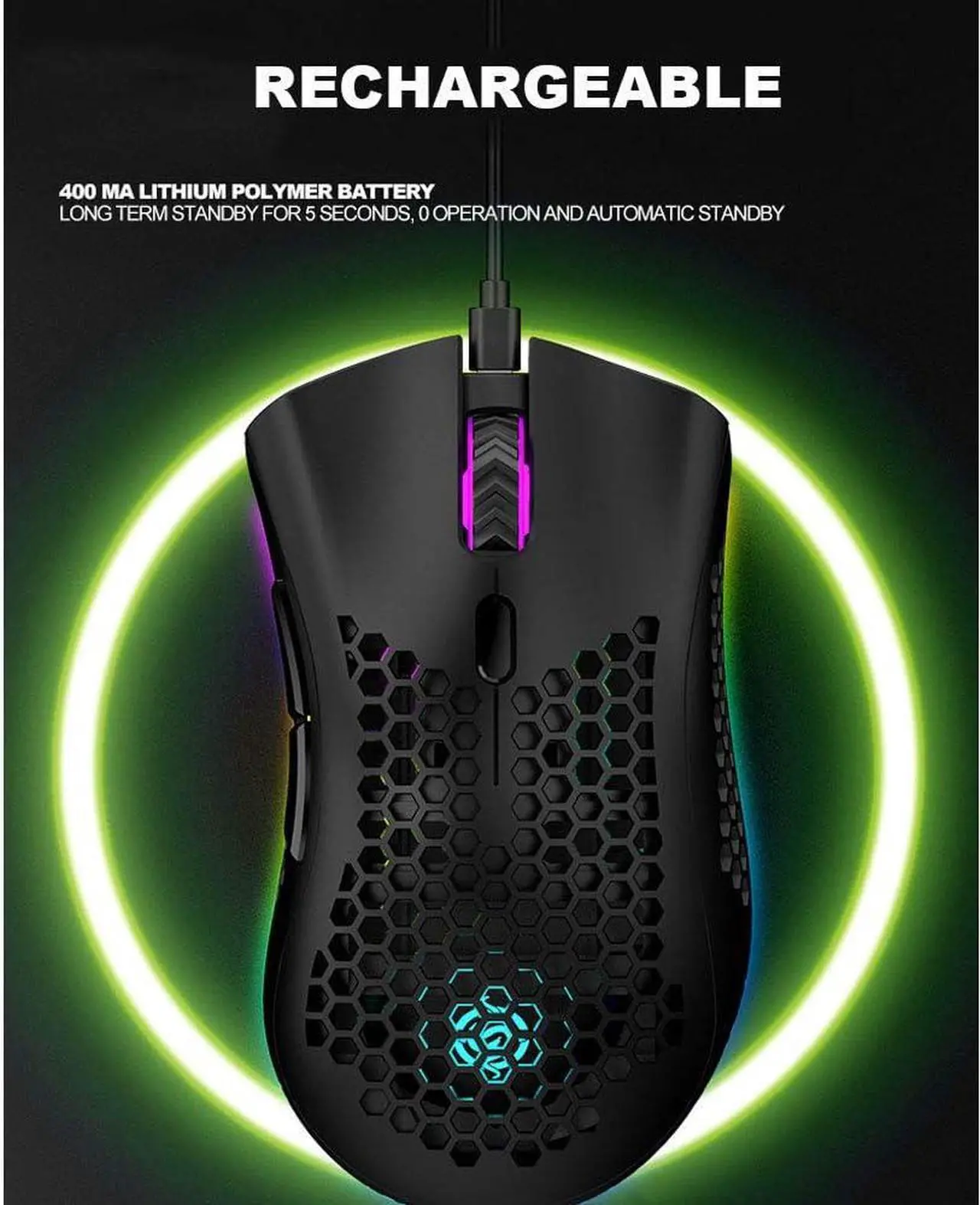 Alt view image 4 of 7 - RK ROYAL KLUDGE BM600 Wireless Mouse Bluetooth 2.4g RGB Backlight Gaming Mouse Wired Optical Gamer Computer Mouse
