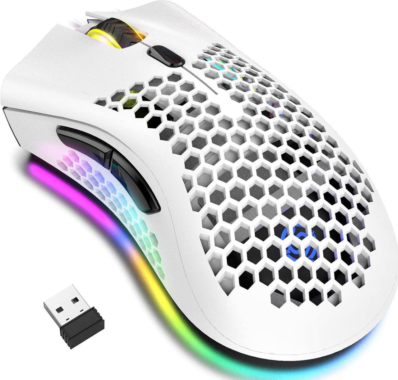 RK ROYAL KLUDGE BM600 Wireless Mouse Bluetooth 2.4g RGB Backlight Gaming Mouse Wired Optical Gamer Computer Mouse White