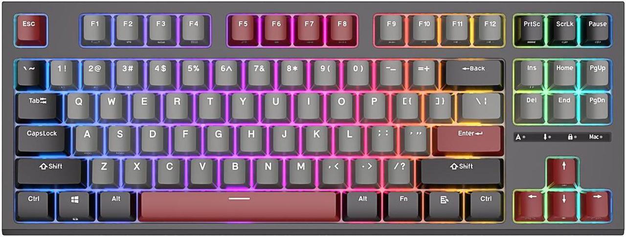 Alt view image 2 of 7 - RK ROYAL KLUDGE R87 Wired Mechanical Keyboard 87 Key RGB Backlit Hot-swappable Gamer Keyboard Customised Keycaps with Dust Cover