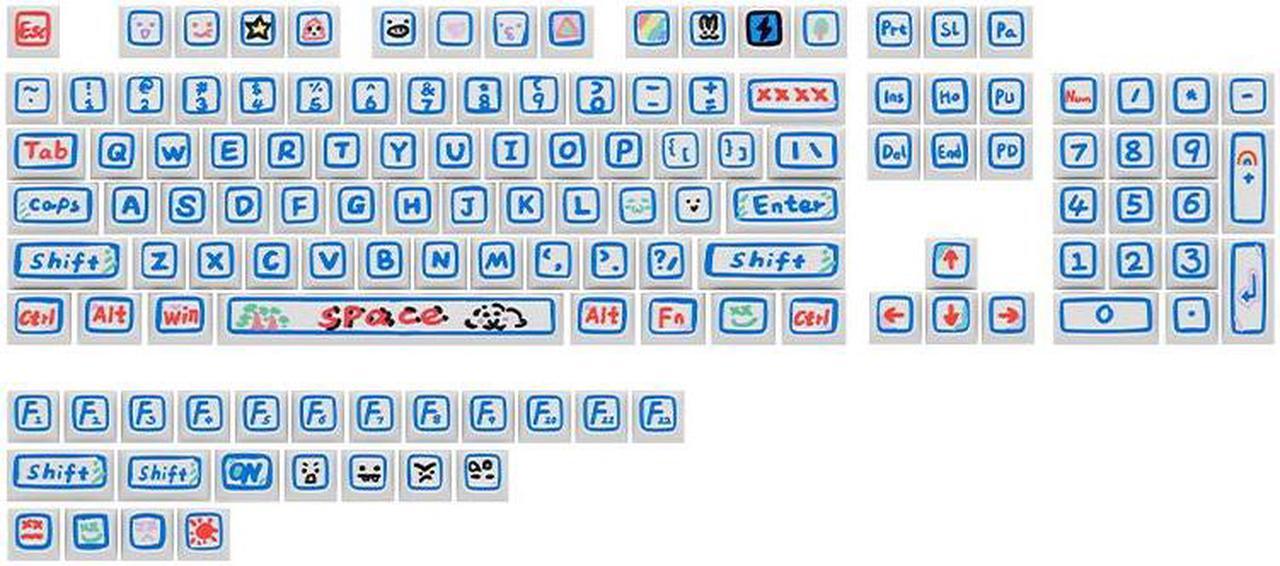 Main image of RK ROYAL KLUDGE General PBT Keycaps XDA Profile Dye Sublimation Personalized English Russian Keycap for Cherry MX Gamer Mechanical Keyboard Blue Gray