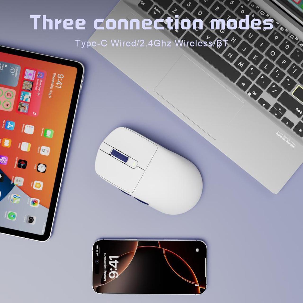 Alt view image 3 of 7 - RK ROYAL KLUDGE M30 Wireless Mouse, 2.4 GHz USB Unifying Receiver, 12000 DPI, 2-Programmable Buttons, 3-Year Battery, Compatible with PC, Mac, Laptop, Chromebook - White