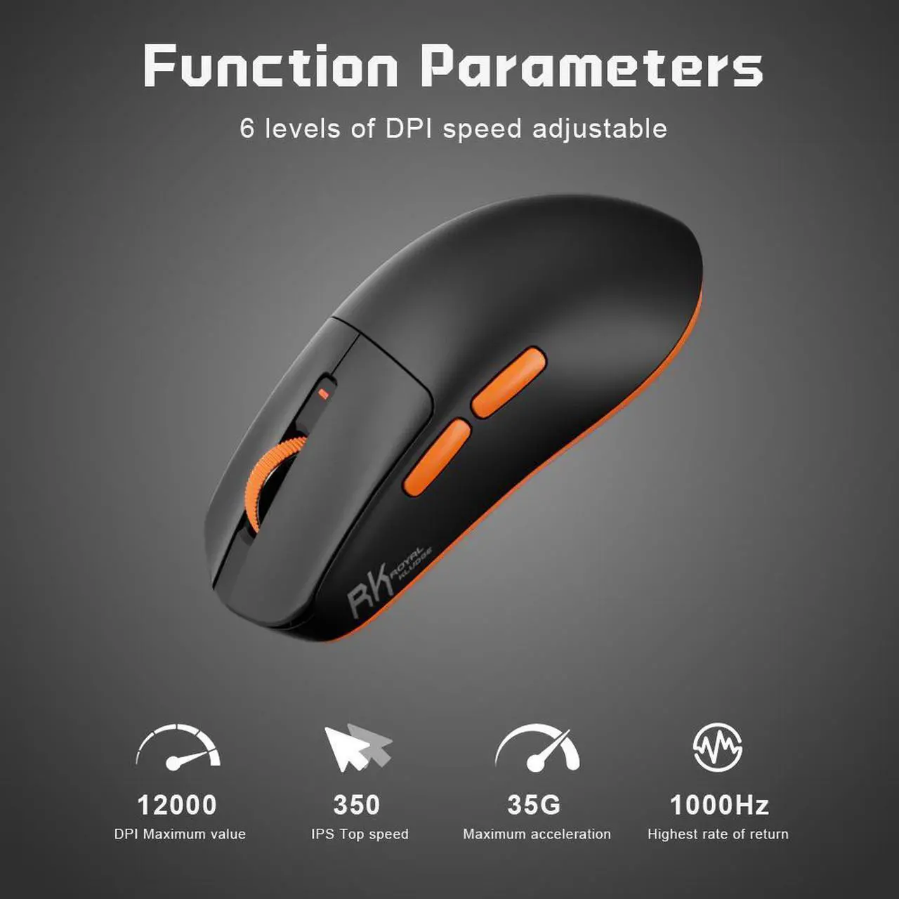Alt view image 5 of 7 - RK ROYAL KLUDGE M30 Wireless Mouse, 2.4 GHz USB Unifying Receiver, 12000 DPI, 2-Programmable Buttons, 3-Year Battery, Compatible with PC, Mac, Laptop, Chromebook - Black