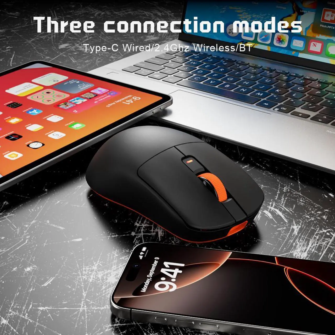 Alt view image 3 of 7 - RK ROYAL KLUDGE M30 Wireless Mouse, 2.4 GHz USB Unifying Receiver, 12000 DPI, 2-Programmable Buttons, 3-Year Battery, Compatible with PC, Mac, Laptop, Chromebook - Black