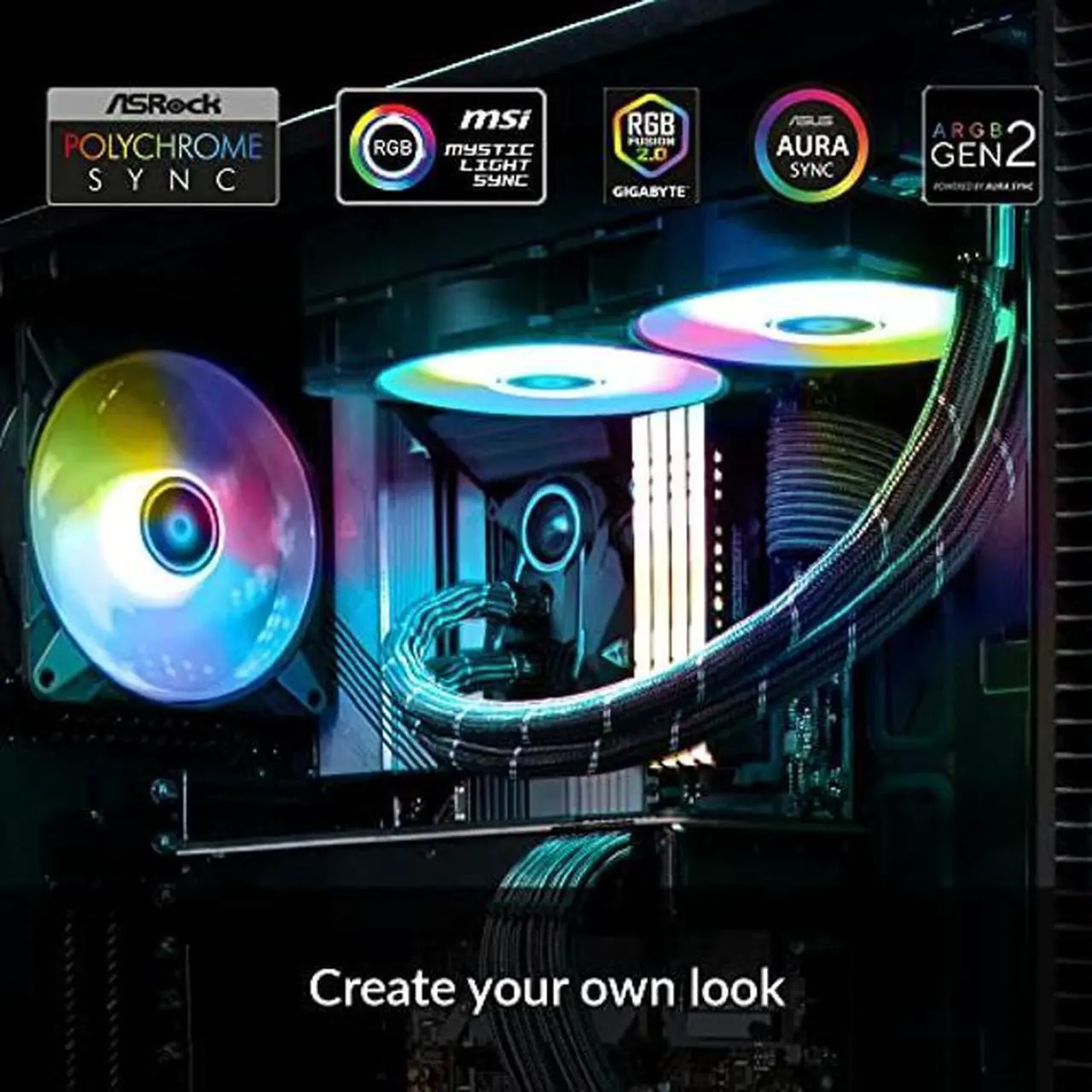 Alt view image 2 of 5 - ARCTIC Liquid Freezer II 280 A-RGB - Multi-Compatible All-in-one CPU AIO Water Cooler with A-RGB, efficient PWM-Controlled Pump, Fan Speed: 200-1900 RPM, LGA1700 Compatible - Black