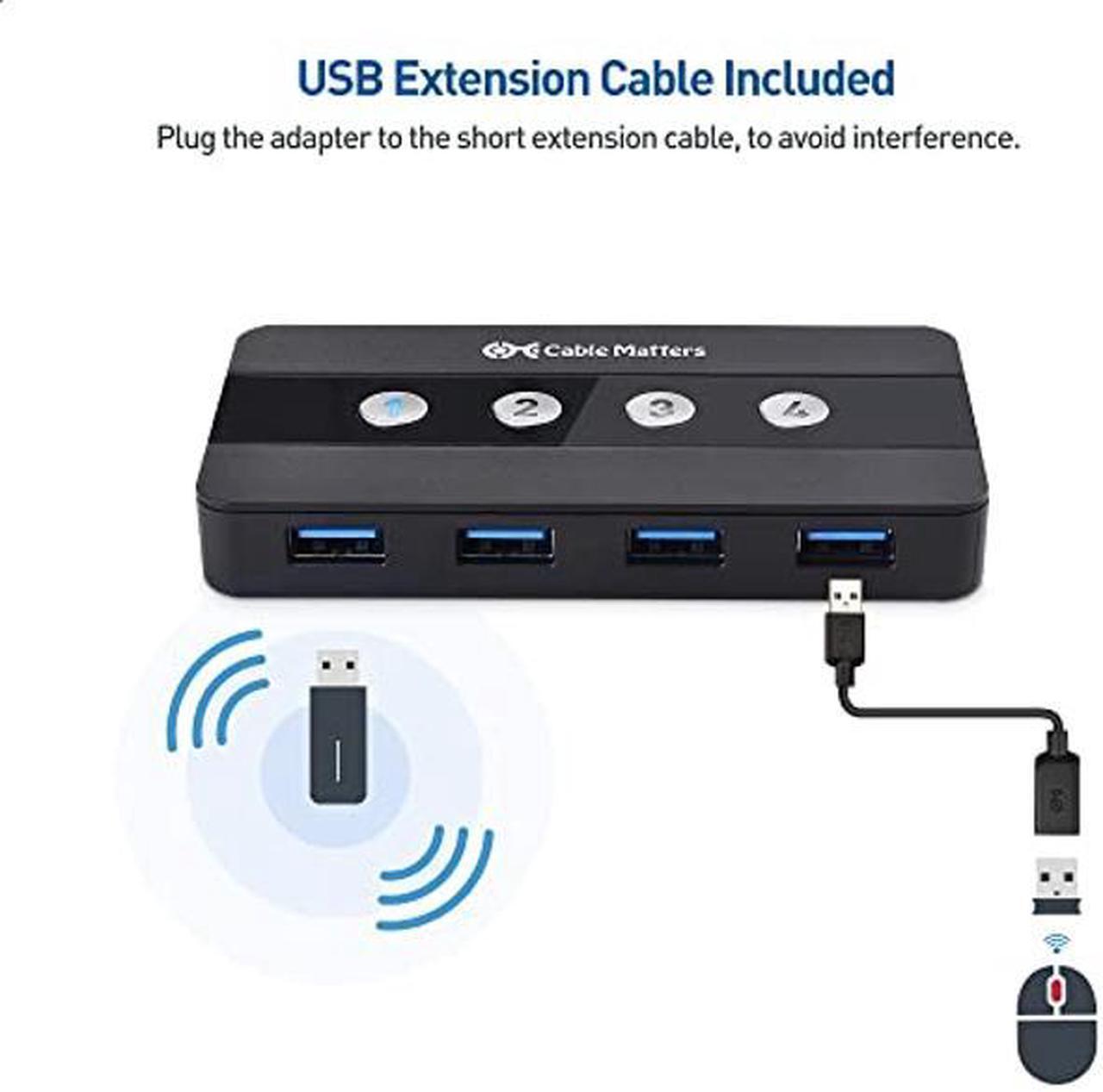 Alt view image 4 of 5 - Cable Matters 4 Port USB 3.0 Switch Hub USB Sharing Switch for 4 Computers and USB Peripherals - Button or Wireless Remote Control Switching - Includes a USB-C Adapter for USB-C USB4 and Thunderbolt 4