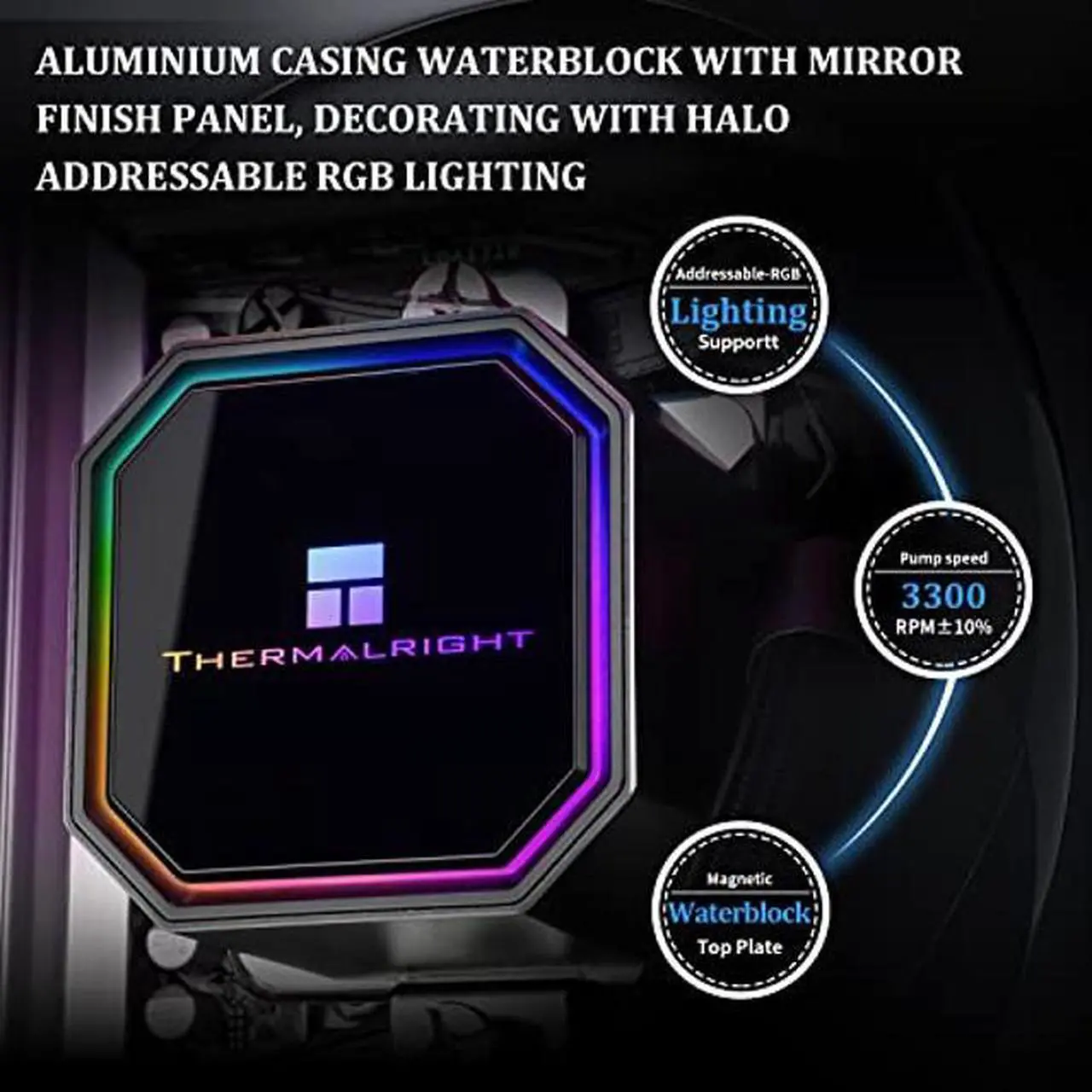 Alt view image 4 of 5 - Thermalright Frozen Prism 240 Black ARGB Liquid CPU Water Cooler with 120mm ARGB PWM Fan,240 Black Cold Row Specification, Computer Water Cooler for AMD/AM4/AM5,Intel LGA1700/1150/1151/1200/2011