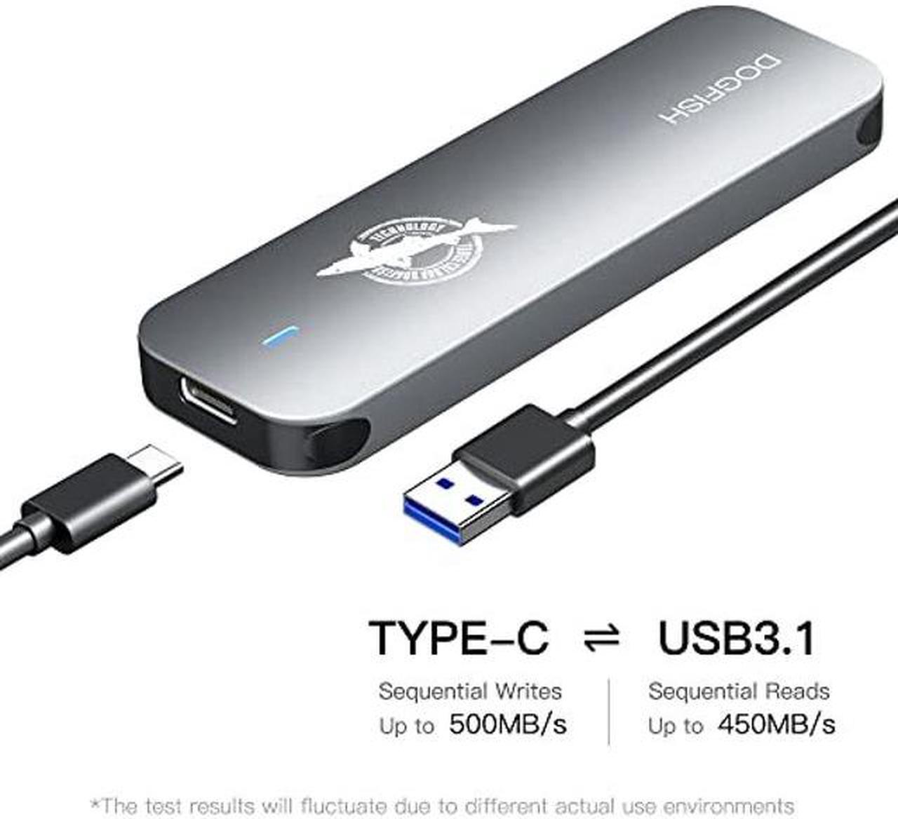 Alt view image 4 of 5 - THREE COLOUR DOGFISH Portable External SSD 1TB 2230/2242/2280 Ngff Grey Metal USB 3.1 Type-C Mini Breathable Solid State Drive for Mac/Windows/Android/Linux(up to 6Gbps ,with LED Indicator)