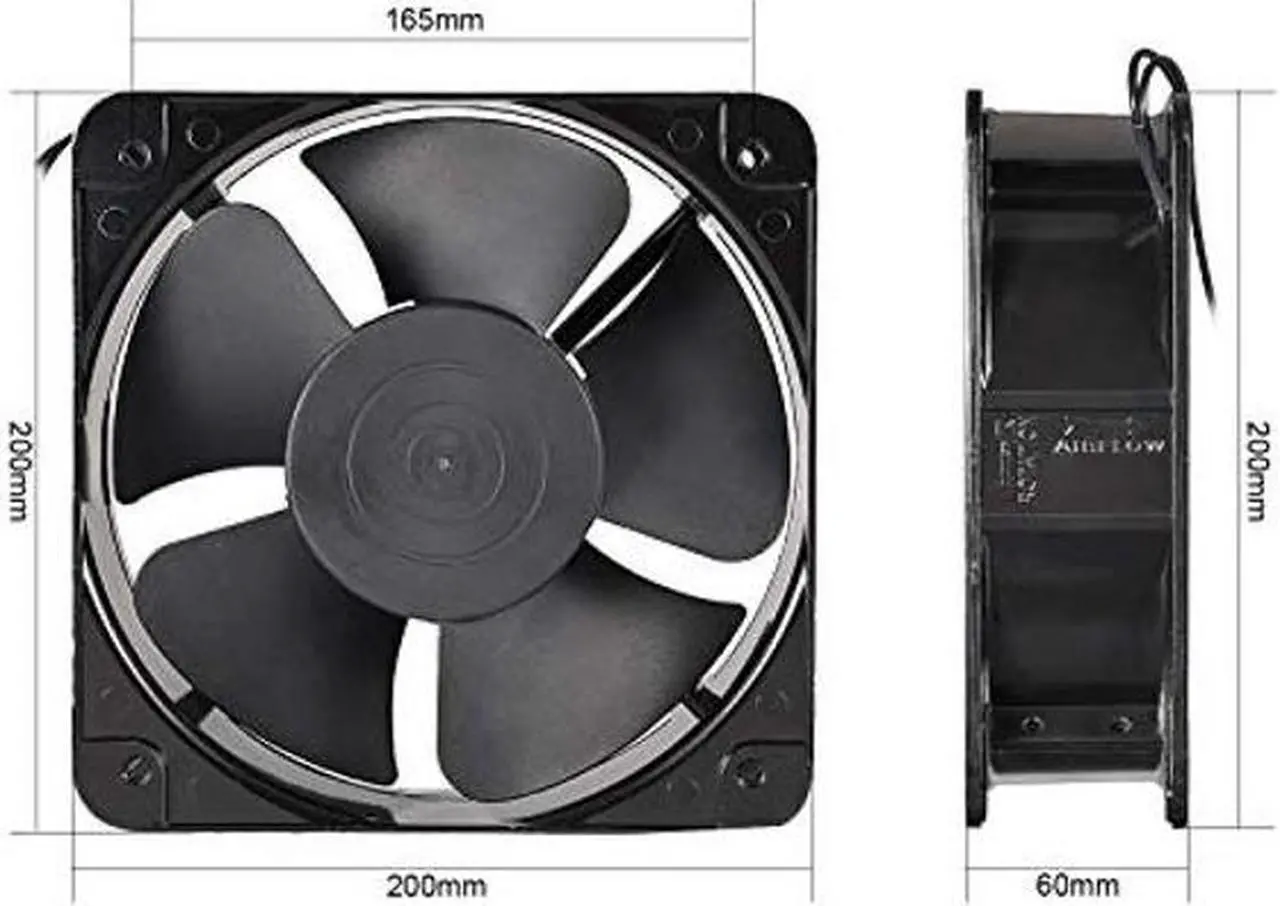 Alt view image 2 of 3 - uxcell Cooling Fan 200mm x 200mm x 60mm FP-20060EX-S1-B AC 220V/240V 0.45A Dual Ball Bearings