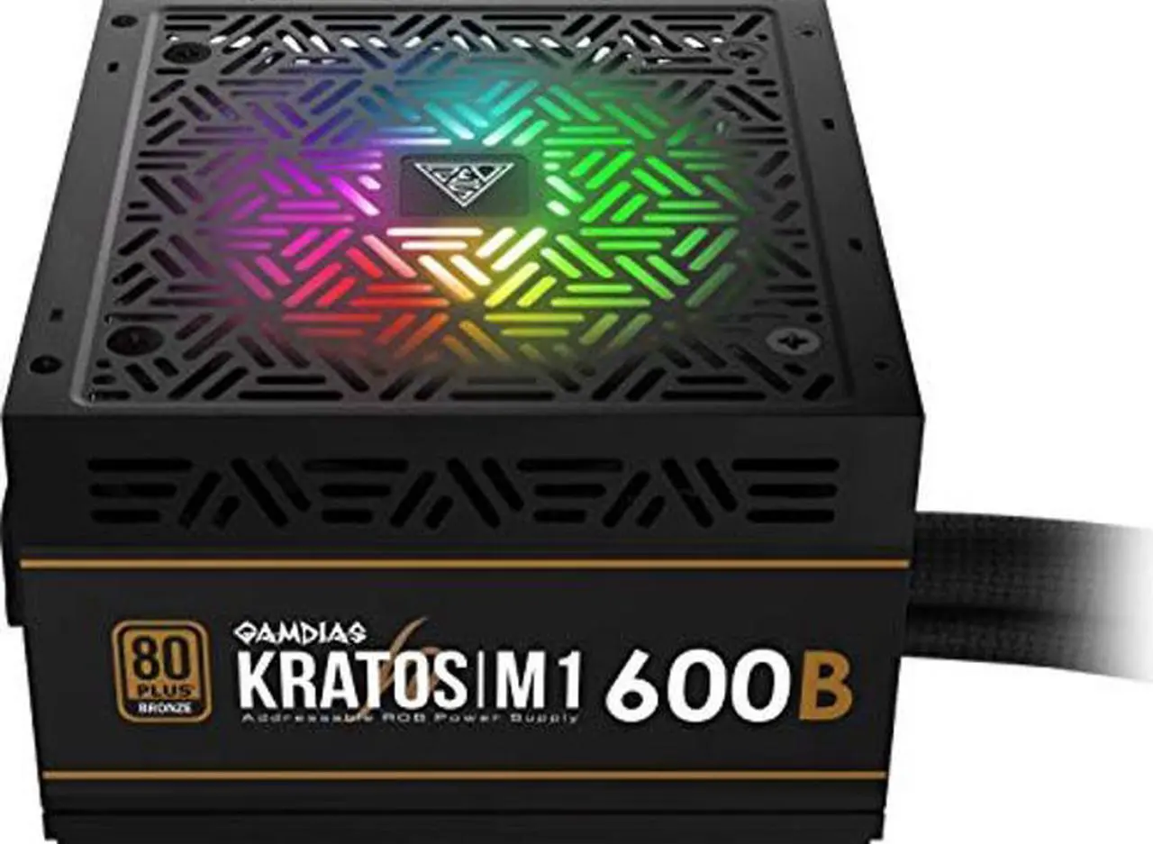 Main image of GAMDIAS RGB Gaming PC Power Supply 600W 80 Plus Bronze Certified 600 Watt PSU for Computers with Active PFC, Kratos M1-600B
