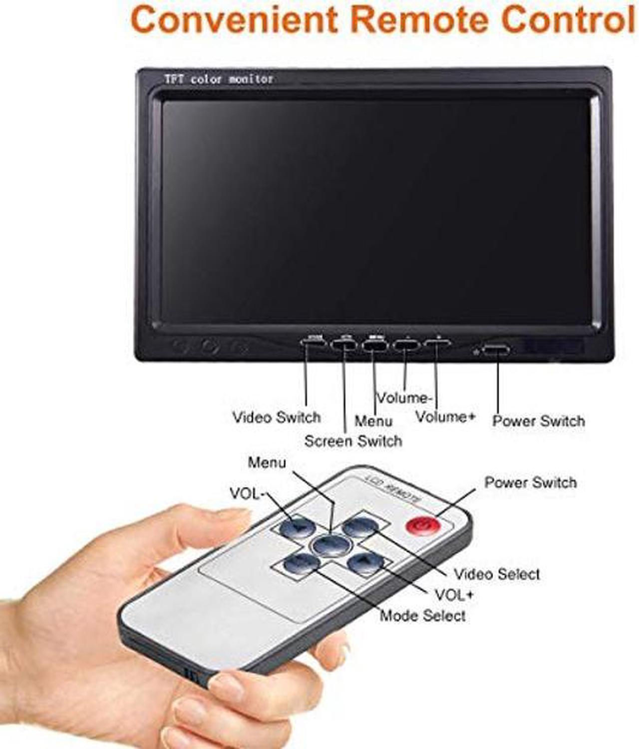 Alt view image 2 of 5 - Vehicle On-Dash Backup Monitor, 7" Digital HD Car TFT LCD Color Screen Display with 2 Video Input for Rear View Camera