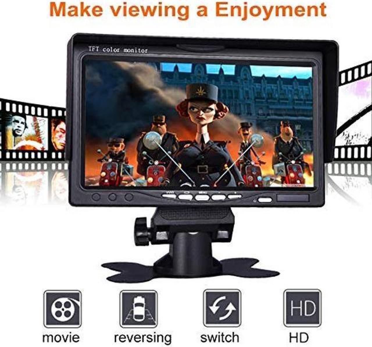Alt view image 5 of 5 - Vehicle On-Dash Backup Monitor, 7" Digital HD Car TFT LCD Color Screen Display with 2 Video Input for Rear View Camera