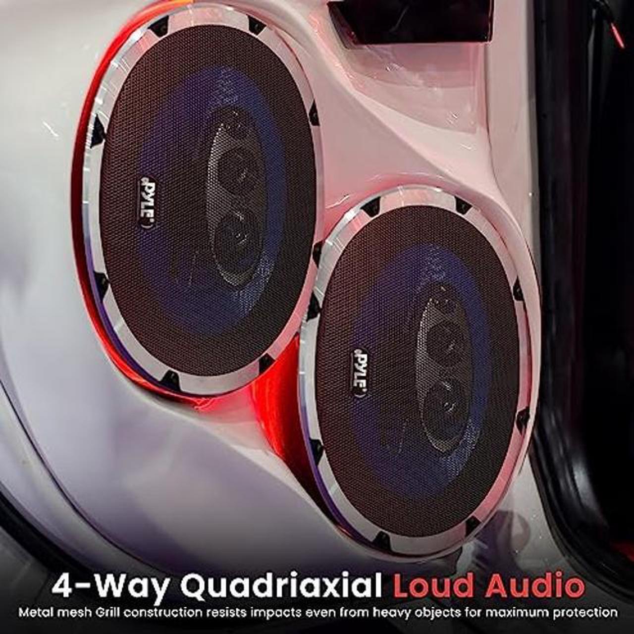 Alt view image 2 of 5 - Pyle 6x9/7x10 car Speakers 4-Way Quadriaxial Full Range Sound Audio - Butyl Rubber Surround, 500W w/ 4Ohm Impedance & 3/4'' Piezo Tweeters - Blue Pair