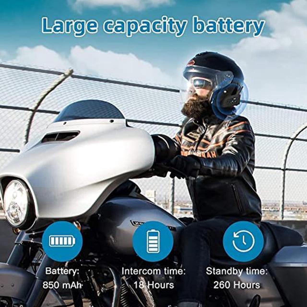 Alt view image 3 of 7 - Vnetphone Motorcycle V6 Bluetooth Intercom 1200M Full Duplex Motorbike Snowmobile Helmet Skiing Communication Interphone Headset Waterproof 6 Riders(Single)