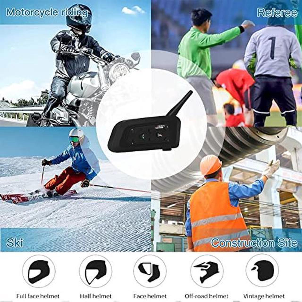Alt view image 5 of 7 - Vnetphone Motorcycle V6 Bluetooth Intercom 1200M Full Duplex Motorbike Snowmobile Helmet Skiing Communication Interphone Headset Waterproof 6 Riders(Single)