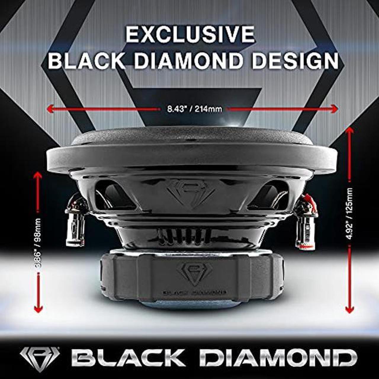 Alt view image 4 of 5 - Black Diamond DIA-8D4 Car Subwoofer 8" 400W Max Power, 200W RMS, Dual 4 Ohms, DVC (1 Speaker)