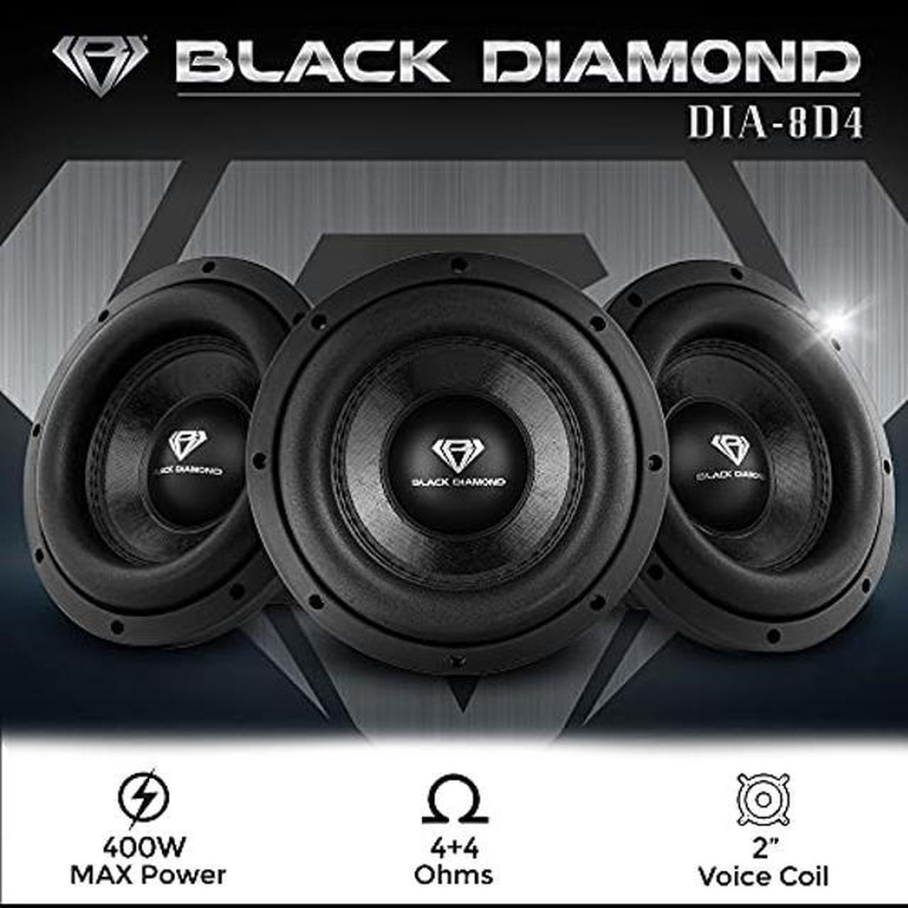 Alt view image 2 of 5 - Black Diamond DIA-8D4 Car Subwoofer 8" 400W Max Power, 200W RMS, Dual 4 Ohms, DVC (1 Speaker)