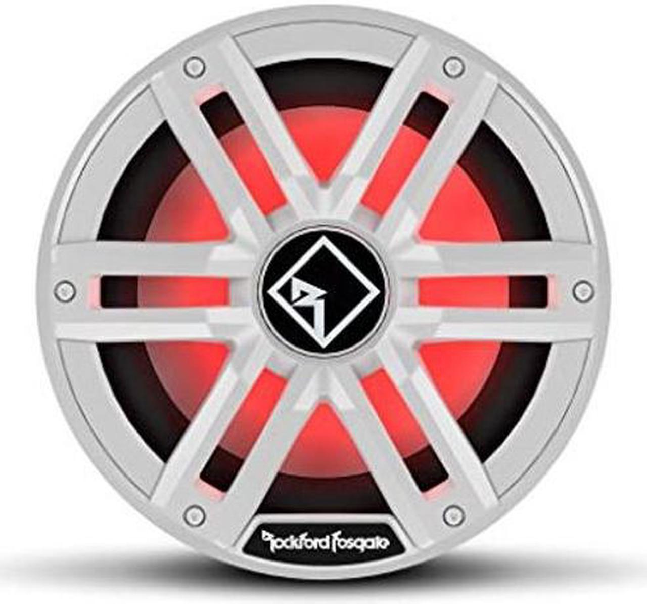 Rockford Fosgate M2D4-10S Color Optix 10" DVC 4-Ohm Multicolor LED Lighted Marine Subwoofer for Sealed Enclosure -White/Stainless