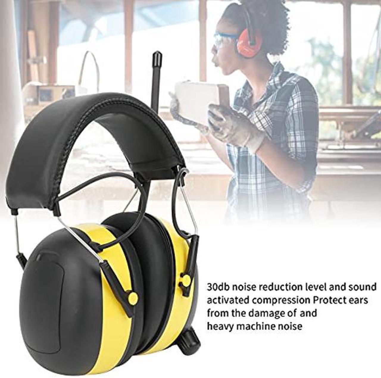 Alt view image 2 of 5 - AM/FM/MP3 Radio Headphone with Digital Display, 30dB NRR Stereo Ear Protection Noise Reduction Ear Muffs, Hearing Protection Headphone Ear Defender for Mowing Lawn, Working, Snowblowing