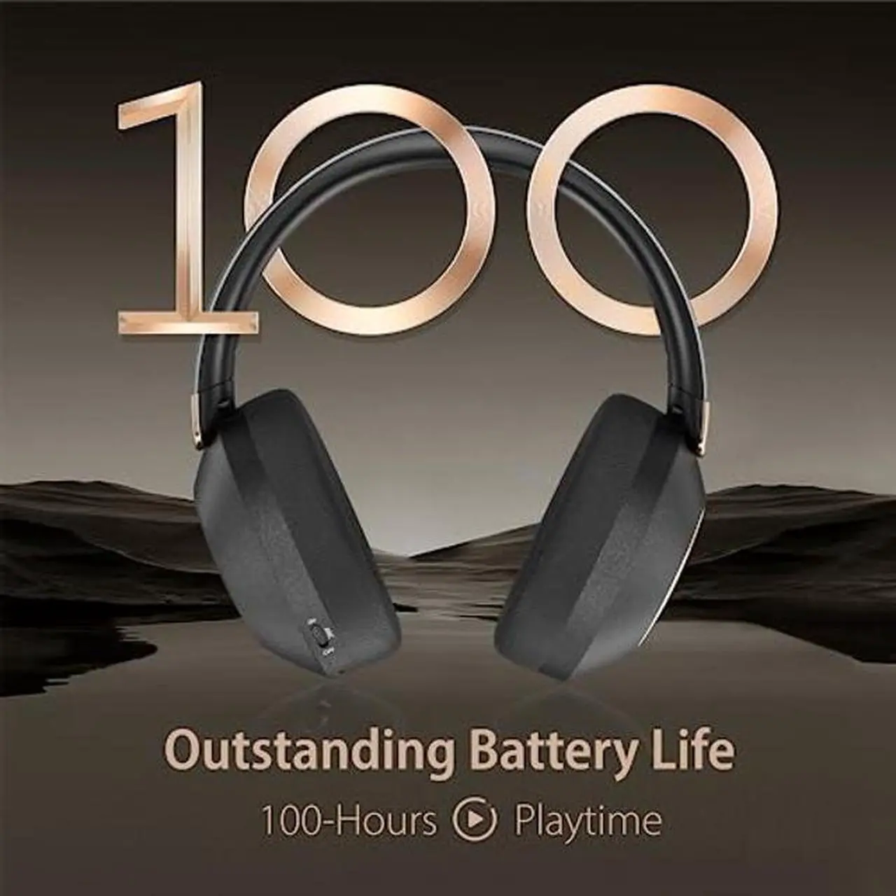 Alt view image 2 of 5 - Active Noise Cancelling Headphones, 100H Playtime Headphones Wireless Bluetooth, Bluetooth Headphones with Microphone, Over- Ear Wireless Headphones with Deep Bass,Fast Charging for Travel,Office,Home