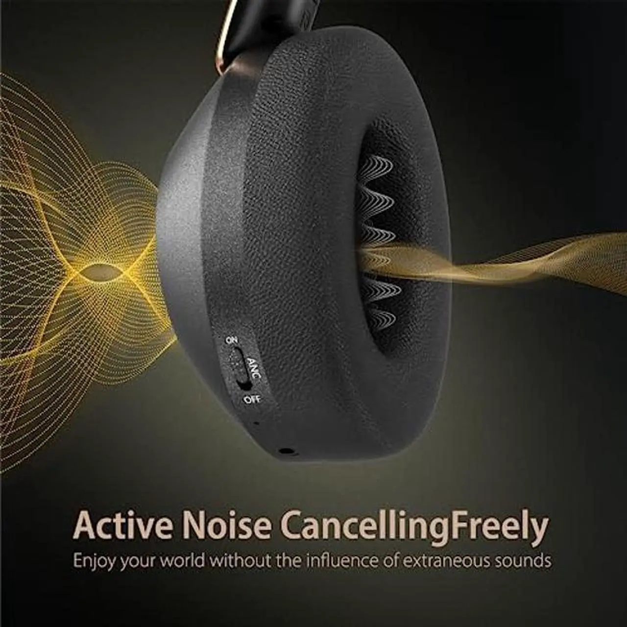 Alt view image 4 of 5 - Active Noise Cancelling Headphones, 100H Playtime Headphones Wireless Bluetooth, Bluetooth Headphones with Microphone, Over- Ear Wireless Headphones with Deep Bass,Fast Charging for Travel,Office,Home
