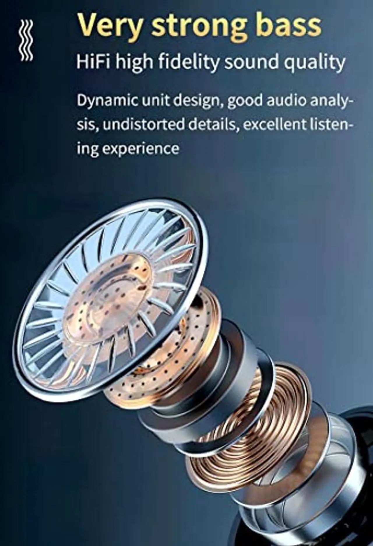 Alt view image 3 of 3 - Wireless in-Ear Headphone Earphone Sports Waterproof Touch Headset LED Display Bass Earbuds (Black)
