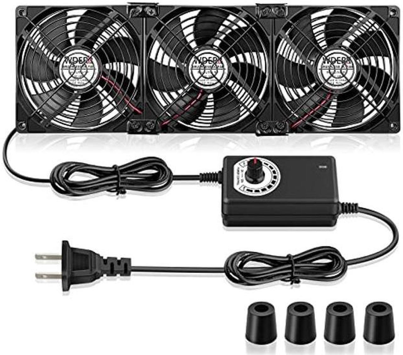 Main image of WDERAIR 3 x 120mm High CFM 110v-240v Computer Pc Case Fan with AC Plug for Cooling CPU Cabinets, PS4, Small Box, RV Refrigerator, Window, Registered Booster for DIY Exhaust Project