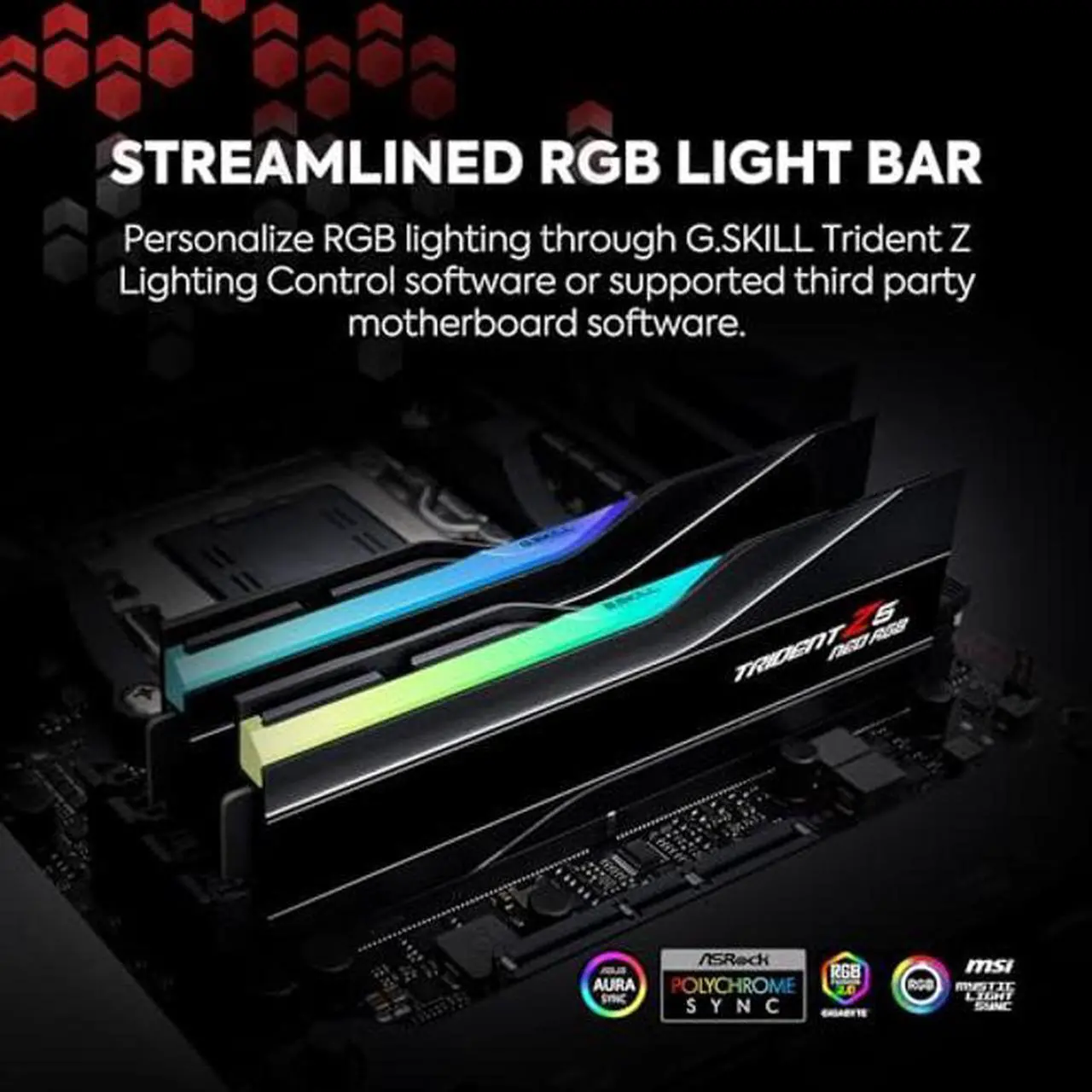 Alt view image 3 of 5 - G.SKILL Trident Z5 Neo RGB Series (AMD Expo) DDR5 RAM 64GB (2x32GB) 6000MT/s CL32-38-38-96 1.40V Desktop Computer Memory UDIMM - Matte Black (F5-6000J3238G32GX2-TZ5NR)